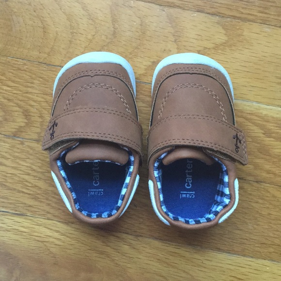NWT Carters Every Step Brown Nautical Baby Crawling Boat Shoes - Picture 5 of 8